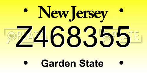 Z468355 New Jersey License Plate