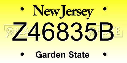 Z46835B New Jersey License Plate