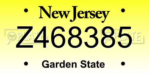 Z468385 New Jersey License Plate