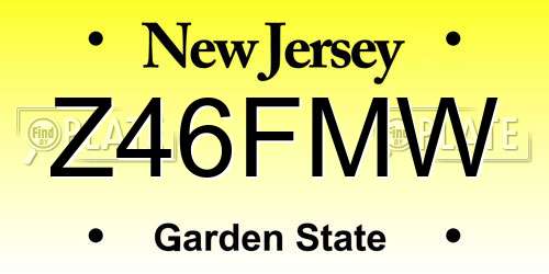 Z46FMW New Jersey License Plate