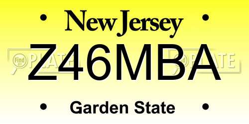 Z46MBA New Jersey License Plate
