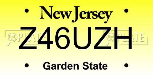 Z46UZH New Jersey License Plate