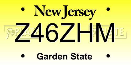 Z46ZHM New Jersey License Plate