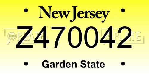 Z470042 New Jersey License Plate