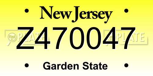 Z470047 New Jersey License Plate