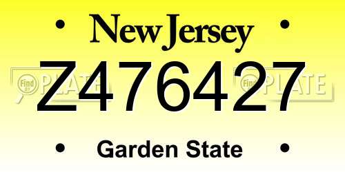 Z476427 New Jersey License Plate