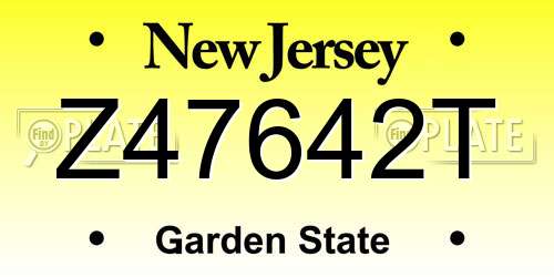 Z47642T New Jersey License Plate
