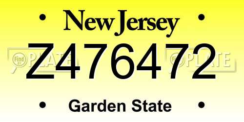 Z476472 New Jersey License Plate