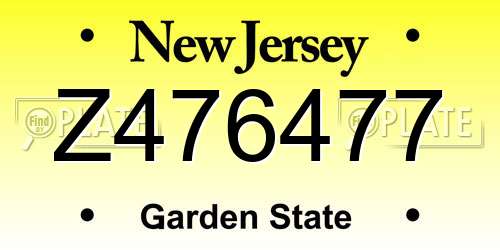 Z476477 New Jersey License Plate