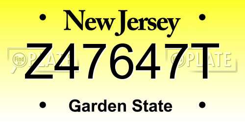 Z47647T New Jersey License Plate