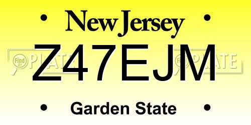 Z47EJM New Jersey License Plate