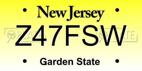 Z47FSW New Jersey License Plate