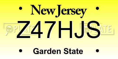 Z47HJS New Jersey License Plate