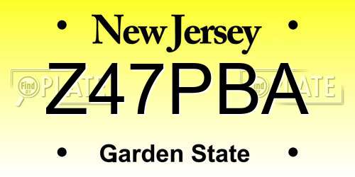 Z47PBA New Jersey License Plate
