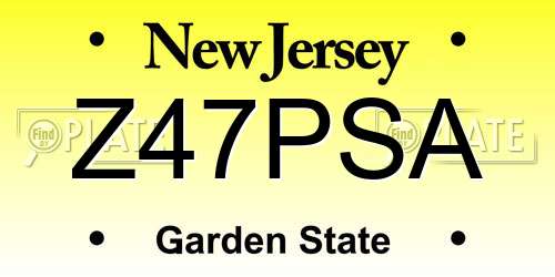 Z47PSA New Jersey License Plate
