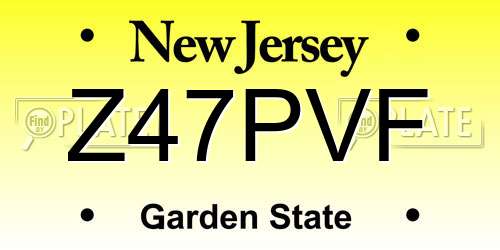 Z47PVF New Jersey License Plate