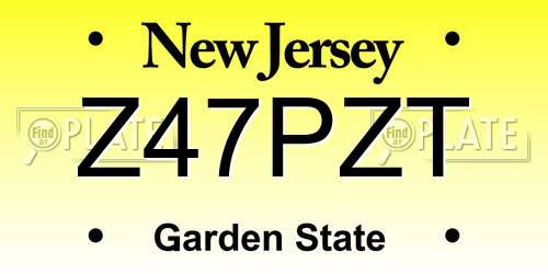 Z47PZT New Jersey License Plate