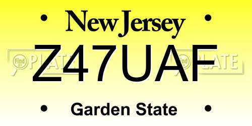 Z47UAF New Jersey License Plate