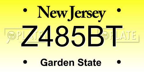 Z485BT New Jersey License Plate