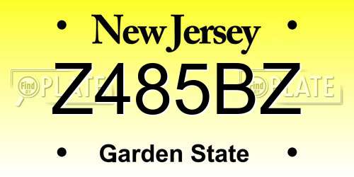 Z485BZ New Jersey License Plate
