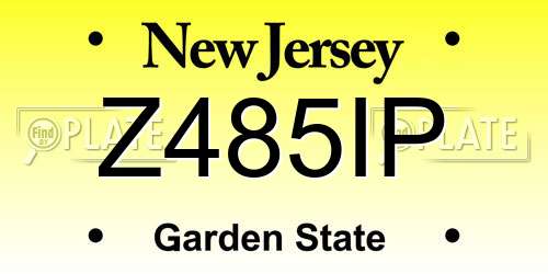 Z485IP New Jersey License Plate
