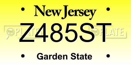 Z485ST New Jersey License Plate