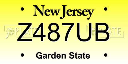 Z487UB New Jersey License Plate