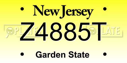 Z4885T New Jersey License Plate