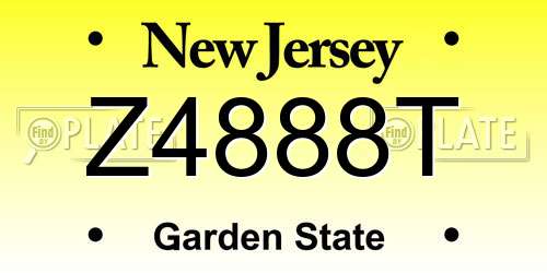 Z4888T New Jersey License Plate