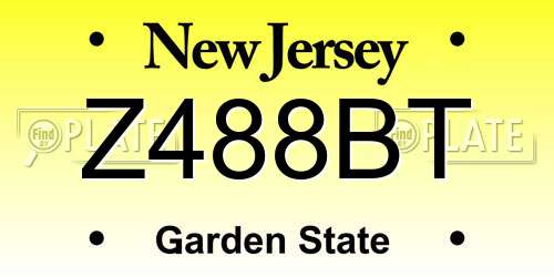 Z488BT New Jersey License Plate