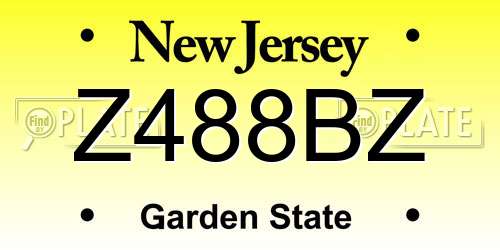 Z488BZ New Jersey License Plate