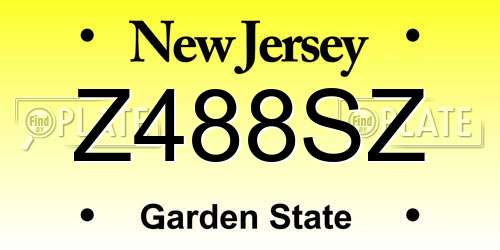 Z488SZ New Jersey License Plate