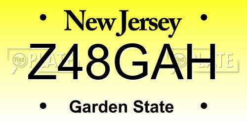 Z48GAH New Jersey License Plate