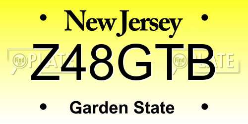 Z48GTB New Jersey License Plate