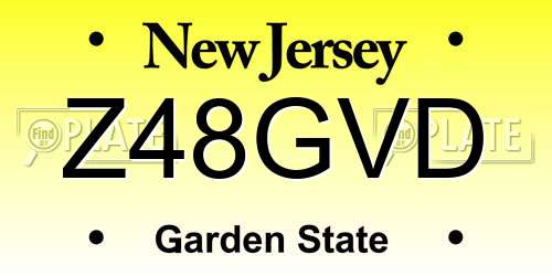 Z48GVD New Jersey License Plate