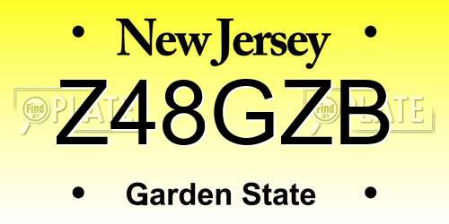 Z48GZB New Jersey License Plate