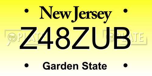 Z48ZUB New Jersey License Plate