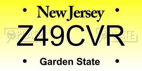 Z49CVR New Jersey License Plate
