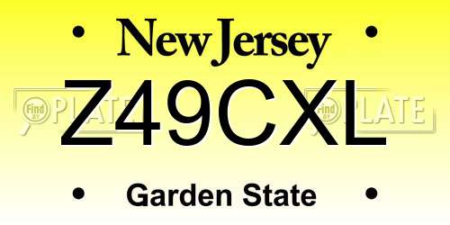 Z49CXL New Jersey License Plate