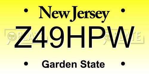 Z49HPW New Jersey License Plate