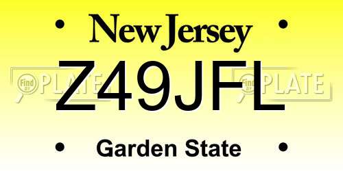 Z49JFL New Jersey License Plate