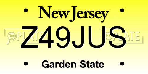 Z49JUS New Jersey License Plate