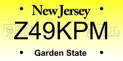 Z49KPM New Jersey License Plate