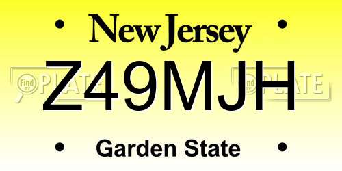 Z49MJH New Jersey License Plate