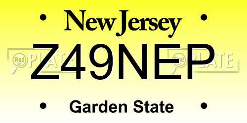 Z49NEP New Jersey License Plate
