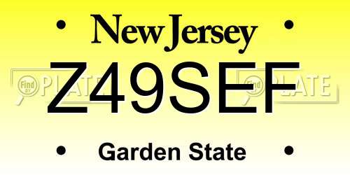Z49SEF New Jersey License Plate