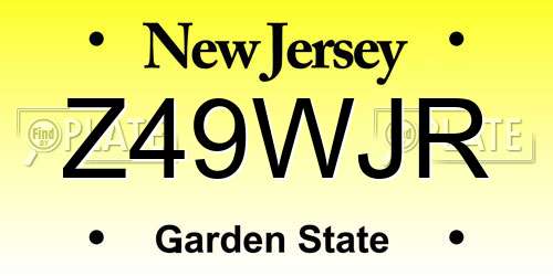 Z49WJR New Jersey License Plate