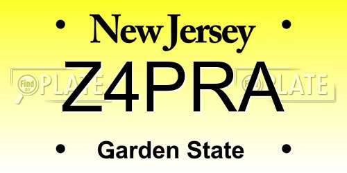 Z4PRA New Jersey License Plate