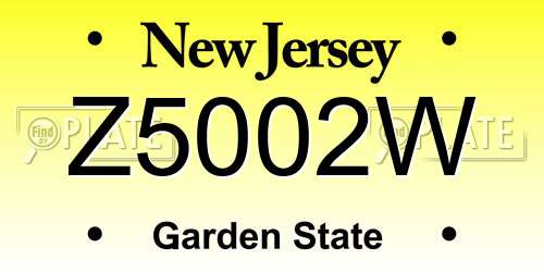 Z5002W New Jersey License Plate