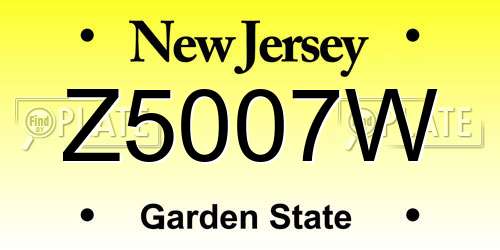 Z5007W New Jersey License Plate